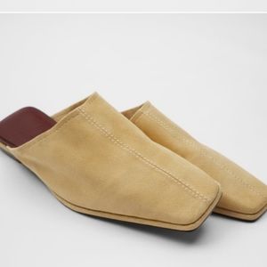 zara natural mules with bow